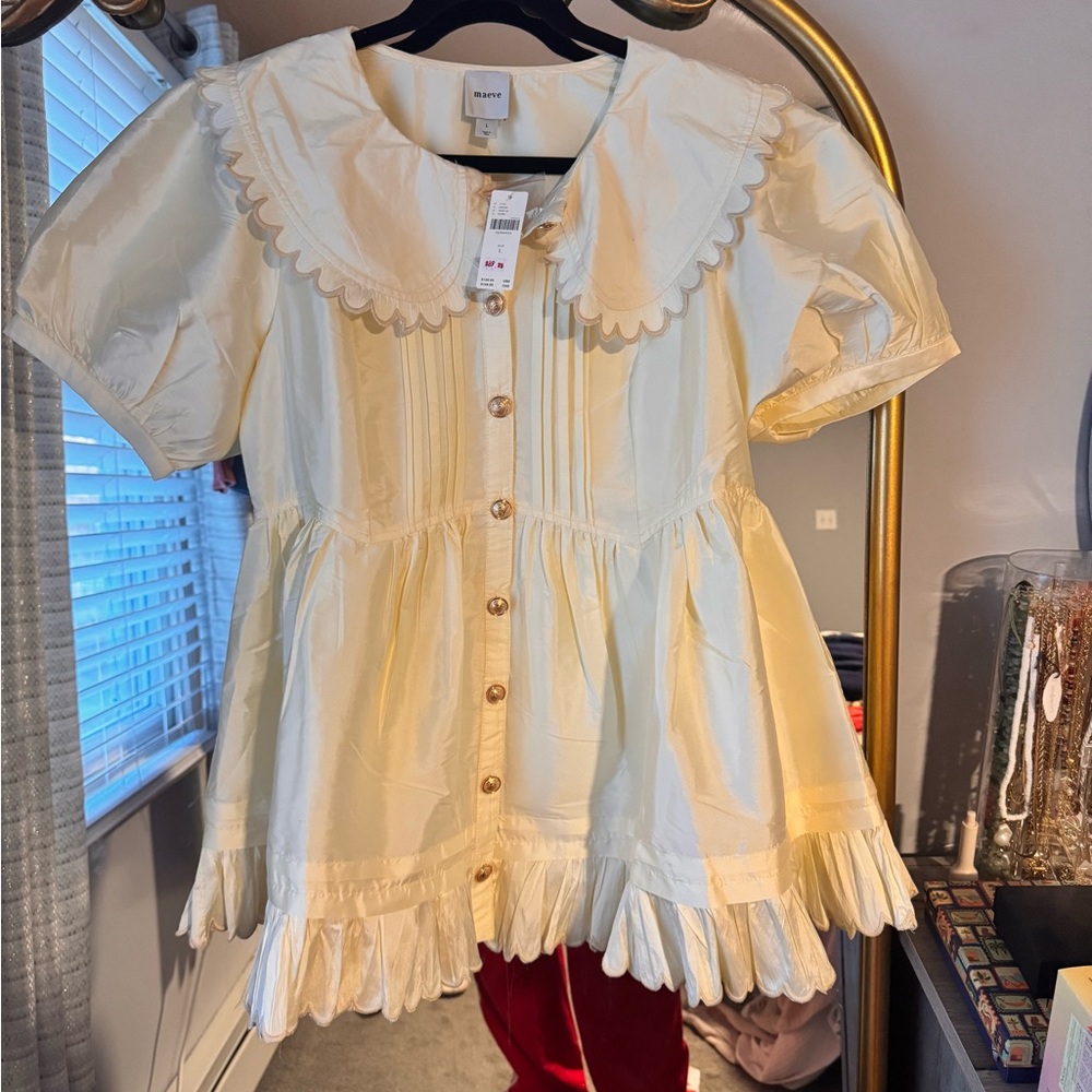Maeve Ivory Scalloped Collar Blouse - Picture 3 of 3